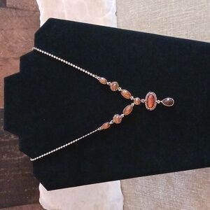 Vintage Liz Claiborne Brown Faceted Crystal Gold Tone Necklace